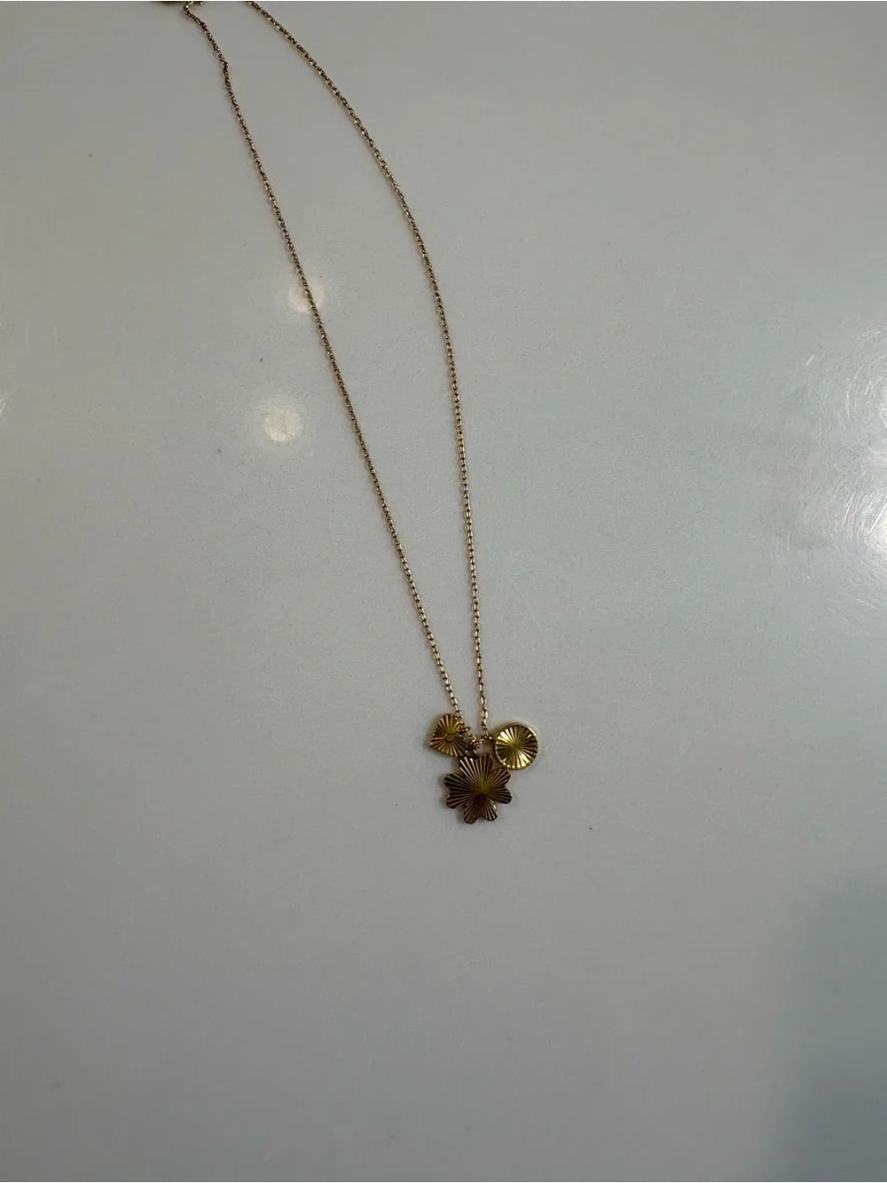 Madewell Gold Floral Trio Charm Necklace